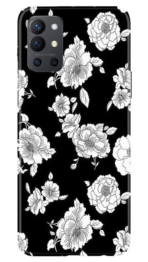 White flowers Black Background Case for OnePlus 9R