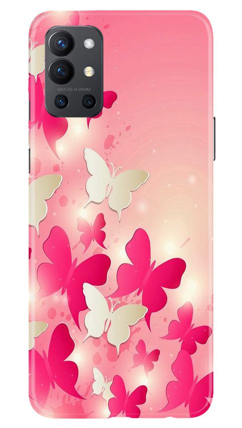 White Pick Butterflies Case for OnePlus 9R