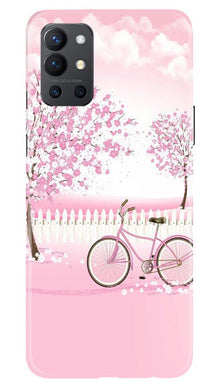 Pink Flowers Cycle Mobile Back Case for OnePlus 9R  (Design - 102)