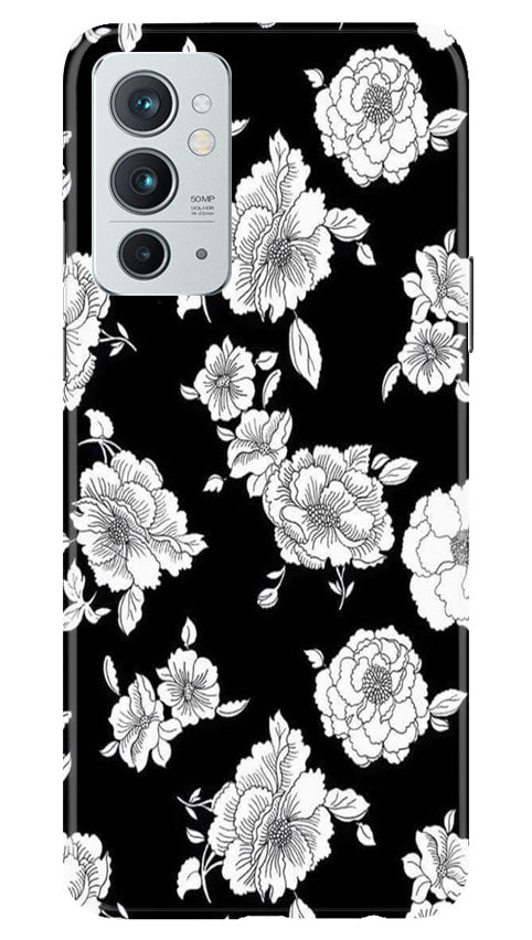 White flowers Black Background Case for OnePlus 9RT 5G