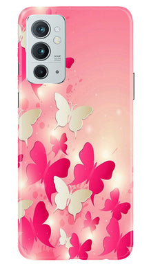 White Pick Butterflies Mobile Back Case for OnePlus 9RT 5G (Design - 28)