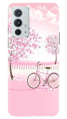 Pink Flowers Cycle Mobile Back Case for OnePlus 9RT 5G  (Design - 102)