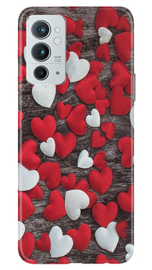 Red White Hearts Mobile Back Case for OnePlus 9RT 5G  (Design - 105)
