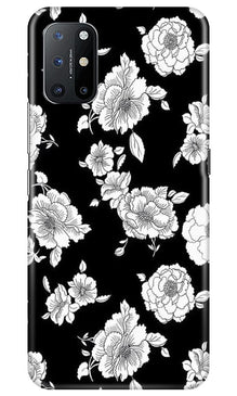 White flowers Black Background Mobile Back Case for OnePlus 8T (Design - 9)