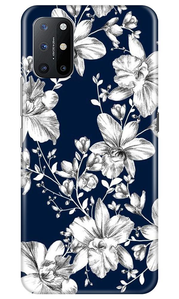 White flowers Blue Background Case for OnePlus 8T