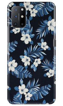 White flowers Blue Background2 Mobile Back Case for OnePlus 8T (Design - 15)