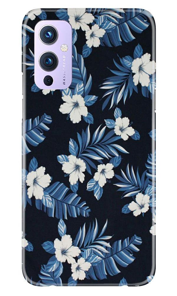 White flowers Blue Background2 Case for OnePlus 9