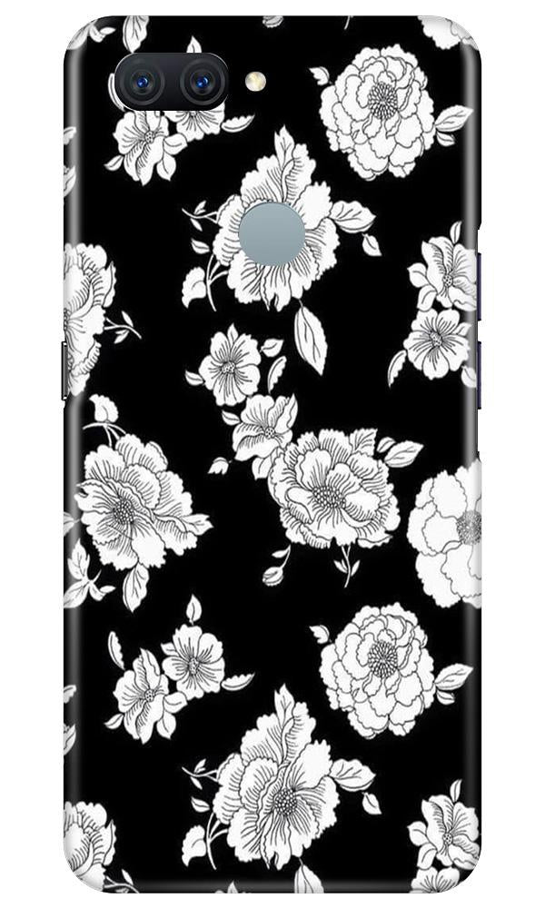 White flowers Black Background Case for Oppo A11K