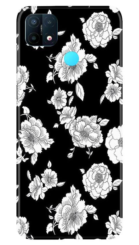 White flowers Black Background Case for Oppo A15