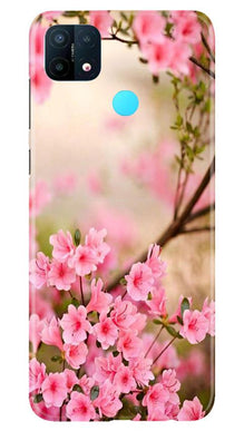 Pink flowers Mobile Back Case for Oppo A15 (Design - 69)