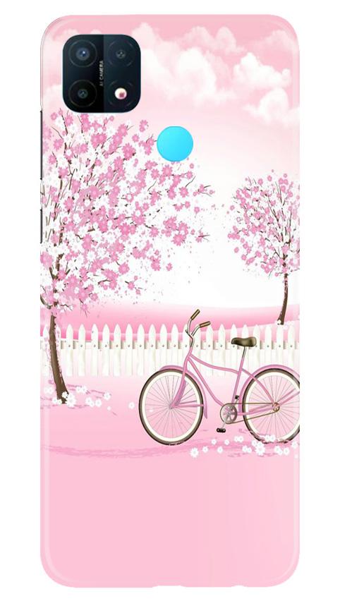 Pink Flowers Cycle Case for Oppo A15(Design - 102)