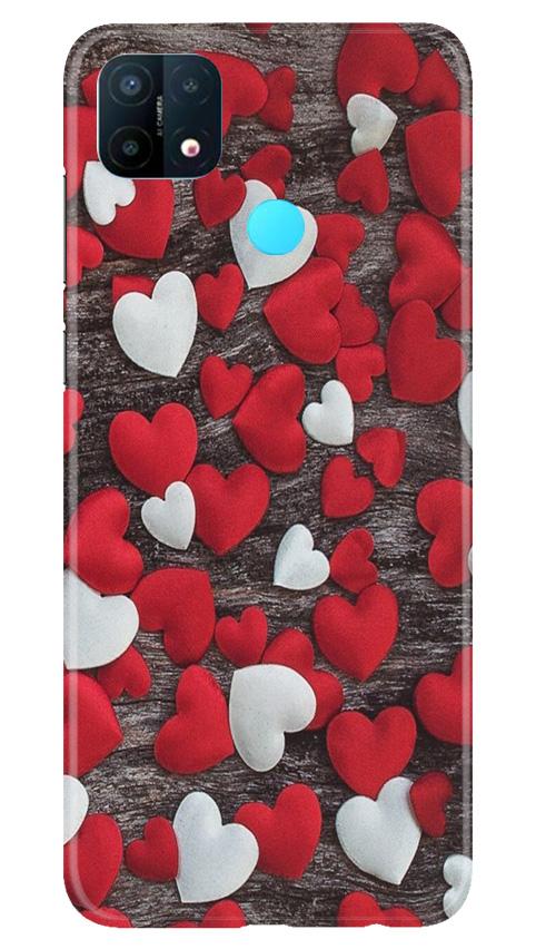 Red White Hearts Case for Oppo A15(Design - 105)