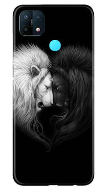 Dark White Lion Mobile Back Case for Oppo A15  (Design - 140)