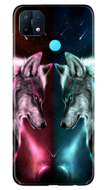 Wolf fight Mobile Back Case for Oppo A15 (Design - 221)