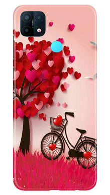 Red Heart Cycle Mobile Back Case for Oppo A15 (Design - 222)