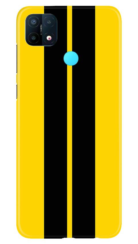 Black Yellow Pattern Mobile Back Case for Oppo A15 (Design - 377)