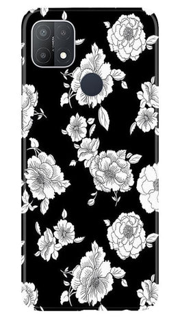 White flowers Black Background Case for Oppo A15s
