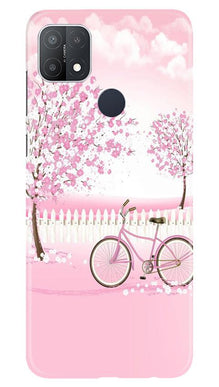 Pink Flowers Cycle Mobile Back Case for Oppo A15s  (Design - 102)