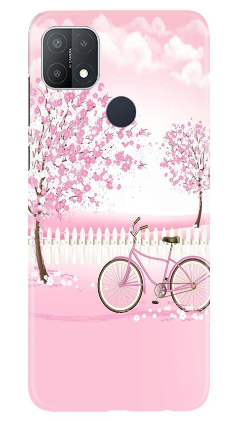Pink Flowers Cycle Case for Oppo A15s  (Design - 102)