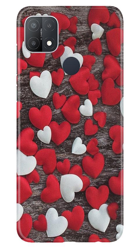 Red White Hearts Case for Oppo A15s  (Design - 105)