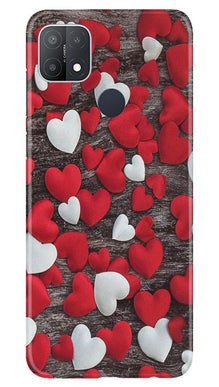 Red White Hearts Mobile Back Case for Oppo A15s  (Design - 105)