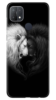 Dark White Lion Mobile Back Case for Oppo A15s  (Design - 140)