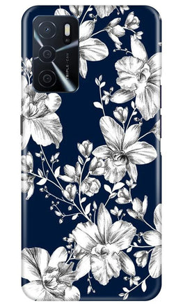 White flowers Blue Background Case for Oppo A16