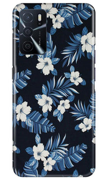 White flowers Blue Background2 Mobile Back Case for Oppo A16 (Design - 15)