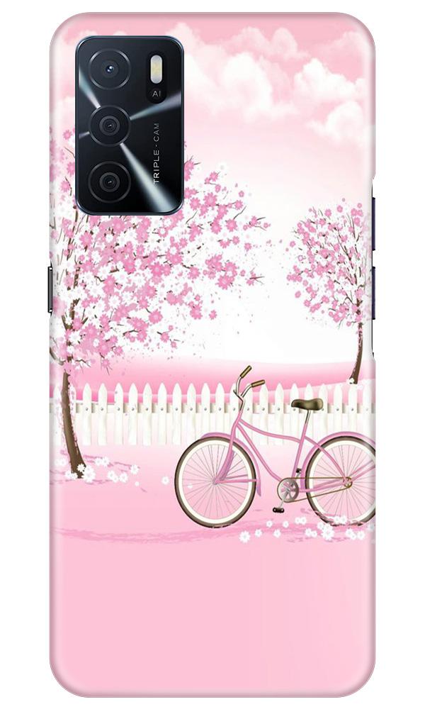 Pink Flowers Cycle Case for Oppo A16  (Design - 102)