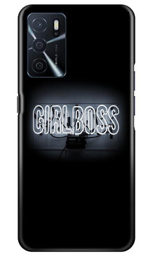 Girl Boss Black Mobile Back Case for Oppo A16 (Design - 268)