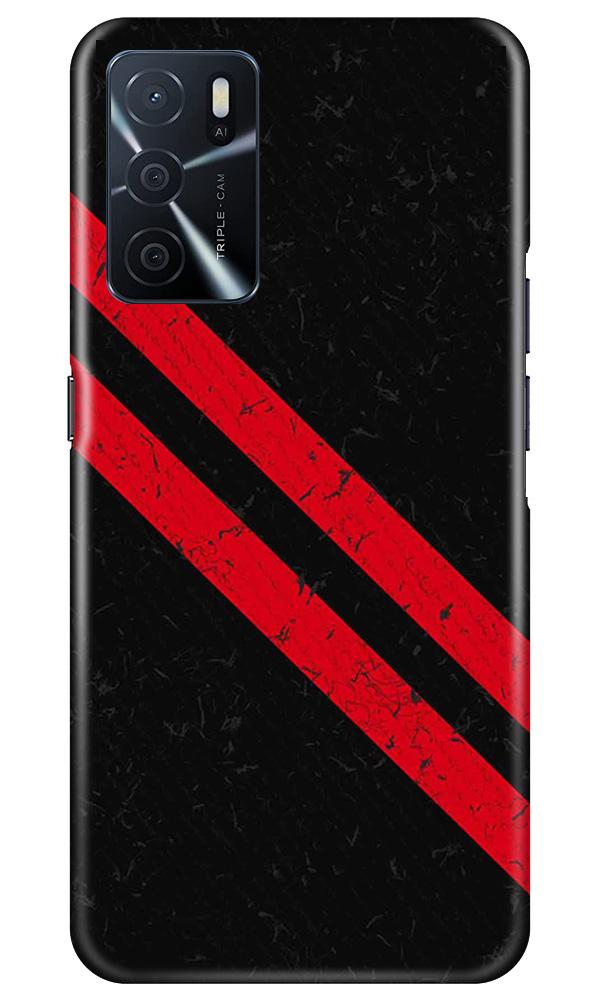 Black Red Pattern Mobile Back Case for Oppo A16 (Design - 373)