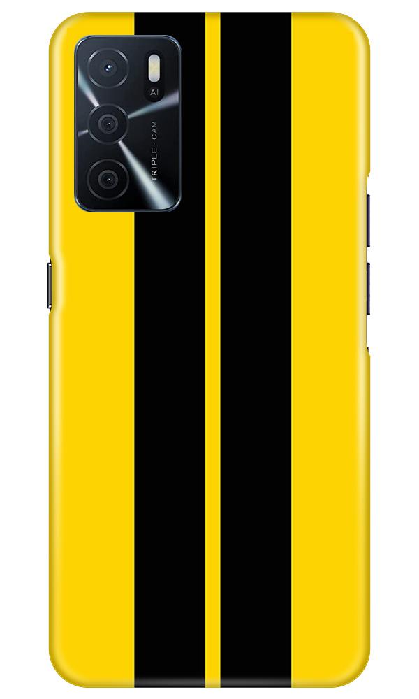 Black Yellow Pattern Mobile Back Case for Oppo A16 (Design - 377)