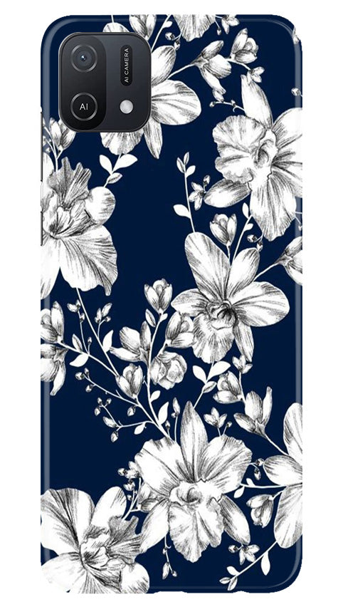 White flowers Blue Background Case for Oppo A16K
