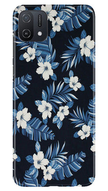 White flowers Blue Background2 Mobile Back Case for Oppo A16K (Design - 15)