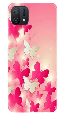 White Pick Butterflies Mobile Back Case for Oppo A16K (Design - 28)