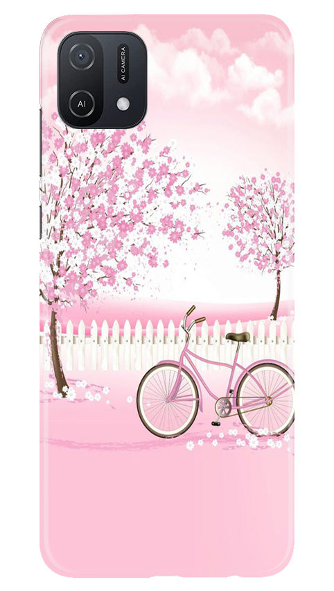 Pink Flowers Cycle Case for Oppo A16K  (Design - 102)