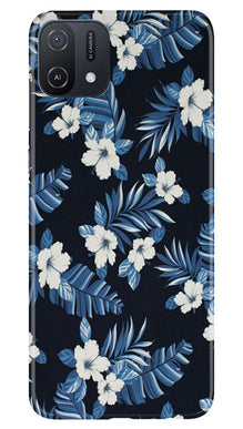 White flowers Blue Background2 Mobile Back Case for Oppo A16e (Design - 15)