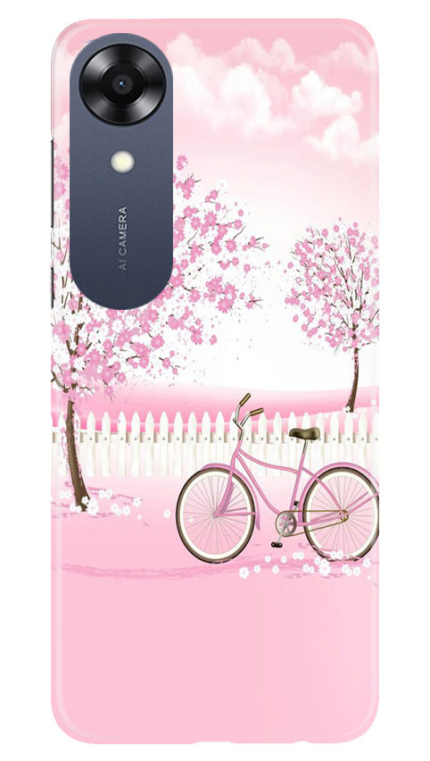 Pink Flowers Cycle Case for Oppo A17K(Design - 102)