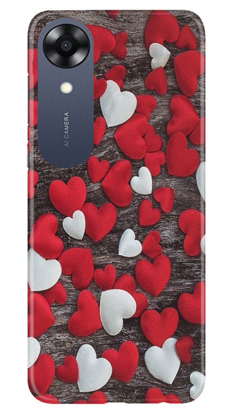 Red White Hearts Case for Oppo A17K  (Design - 105)