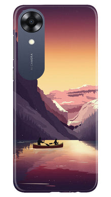 Mountains Boat Mobile Back Case for Oppo A17K (Design - 150)