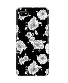 White flowers Black Background Mobile Back Case for Oppo A1K (Design - 9)