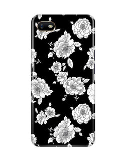 White flowers Black Background Case for Oppo A1K