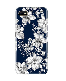 White flowers Blue Background Mobile Back Case for Oppo A1K (Design - 14)