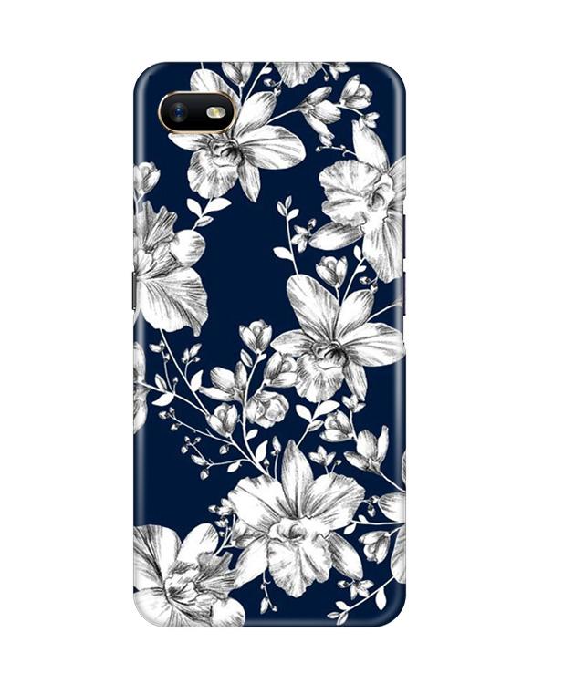White flowers Blue Background Case for Oppo A1K