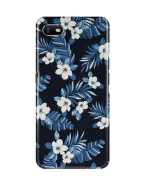 White flowers Blue Background2 Mobile Back Case for Oppo A1K (Design - 15)