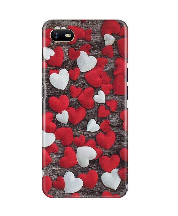 Red White Hearts Case for Oppo A1K  (Design - 105)