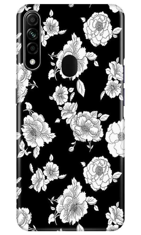 White flowers Black Background Case for Oppo A31