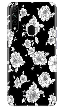 White flowers Black Background Mobile Back Case for Oppo A31 (Design - 9)