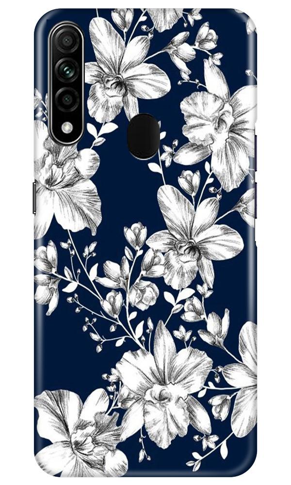 White flowers Blue Background Case for Oppo A31
