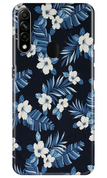 White flowers Blue Background2 Mobile Back Case for Oppo A31 (Design - 15)